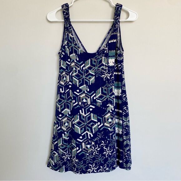 Cabi Blue White Gray V-Neck Mini Dress Size Small - Picture 3 of 8